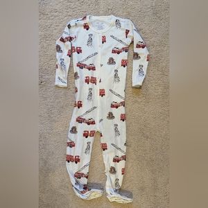 Hart + Land organic pima cotton footed bodysuit PJ- fire trucks and dalmatian